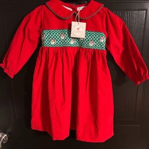 Smocked flamingo Santa dress